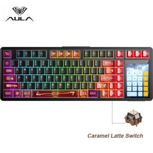 AULA | AULA L99 Intelligent Screen Mechanical Keyboard Tri-Mode Gaming Keyboard With 3.98-inch IPS Touch Screen 8000mAh Laptop Keyboard