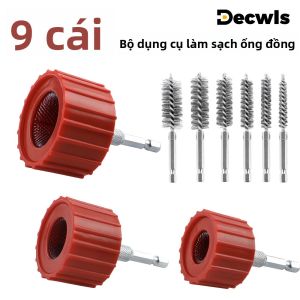 Bộ Dụng Cụ Vệ Sinh Ống Đồng 3/9 Món Với Bàn Chải Vệ Sinh Ống Đồng Và Bàn Chải Lỗ Xoắn Bằng Thép Không Gỉ Hình Lục Giác Màu Đỏ Và Bạc