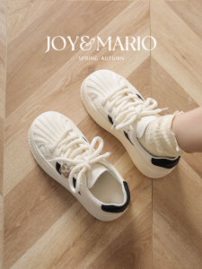 J&M Fashion Shell Head High Top Womens Sneakers Thick Bottom Heightening Biscuit Board Shoes Leather White Sneakers