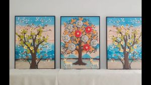 ️【3in1 】Lukisan Relief Hiasan/3PCS Modern luxury decorative 3D handicraft lucky painting/1604