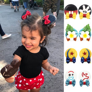 New Cartoon Mouse Ears Bow Clips Glitter Hairpins 2.8 Sequins Girl Festival Hairgrip Party DIY Barrettes Kids Hair Accessories