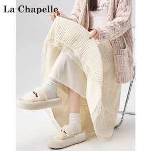 La Chapelle | Lace Trim Velvet High Waist Pencil Skirt