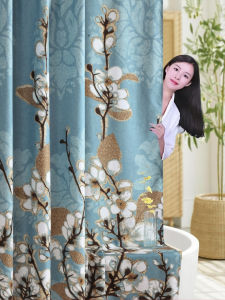 Vintage Style Waterproof Bathroom Curtain Dry-Wet Separation