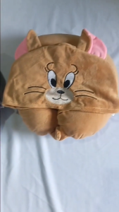 Bantal Leher Karakter Tom & Jerry Hoodie – Sandaran Perjalanan Mobil Bahan Halus & Lembut