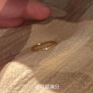 Star And Moon Vintage Gold Plated Zirconia Ring Thin Fashionable Stackable Diamond Flash Ring for Women round Shape Jewelry