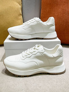 Mens Casual Sport Shoes Soft Cowhide Thick Bottom Heightening White Agan Genuine Leather Little White Shoes Spring Autumn