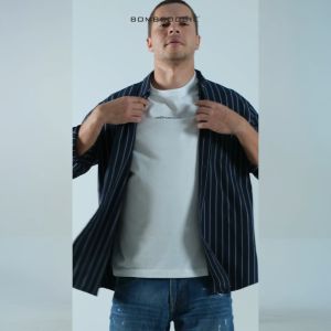 Bombboogie Kemeja Pria Regular Elton Navy White 24928B5NW