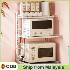 Adjustable Microwave Rack Oven Rack Dapur Stainless Steel Storage Rack Kitchen Seasoning Rack可伸缩微波炉架