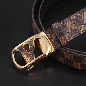 Gebetti Mens Leather Belt Automatic Buckle Printed Letter Gift Box Casual Outdoor Leather Belt for Men 4cm Width