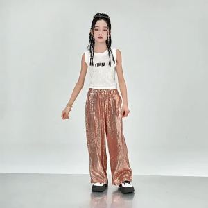 ชุดการแสดงเต้นแจ๊สสำหรับเด็กผู้หญิง ชุดสตรีทแดนซ์สำหรับเด็ก ชุดการแสดงแคทวอล์คฮิปฮอปสำหรับเด็ก ชุดเลื่อมสำหรับเด็กผู้หญิง 2.13.1