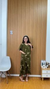 Daster Viral Kekinian 2025 Kerah Kerut Dress Bumil Ld 120Cm