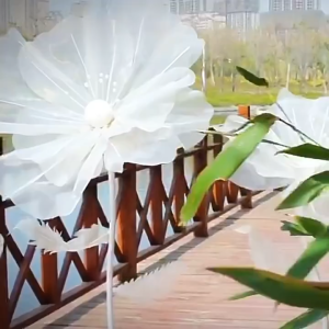 Toyo 3 Pcs/set Artificial Giant Organza Flower With Stem And Base Wedding Photography Props Decortion