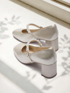 Josiny | Cloud Pillow Mary Jane Style French Autumn Low Heel Coarse Heel White Leather Shoes