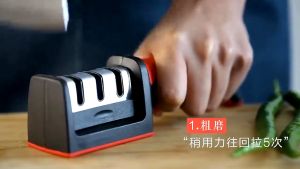 3 in 1 Knife Sharpener Anti Slip Stainless Steel Rubber Handle Kitchen Knife Polishing Alat Pengasah Pisau Gunting