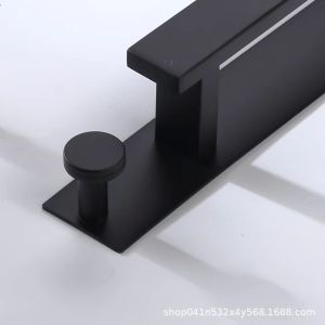 Stainless Steel Bathroom Storage Rack Black No Drilling Towel Holder