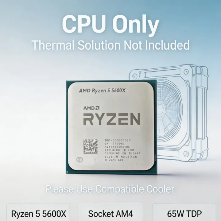 AMD | AMD Ryzen 5 5600X Processor For B550 X570 Motherboard 6‑Core 12‑Thread 4.6GHz Socket AM4 Tray No Cooler