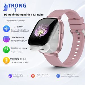 Đồng Hồ Thông Minh 2 Trong 1 Tích Hợp Tai Nghe Hỗ Trợ Dịch Thuật AI Màn Hình Lớn 13mm Theo Dõi Sức Khỏe Theo Dõi Thể Thao Gọi Điện Không Dây Dành Cho Cả Nam Và Nữ Vòng Đeo Tay Thể Dục Người Lớn