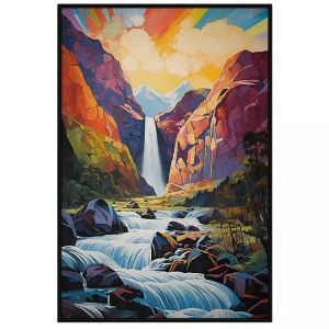 Tranh phong cảnh thác nước. Tranh treo tường dán tường Canvas CGI-07