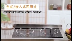 COSSO Double Burner Cooktop Touchscreen Energy Efficient Induction Cooker Electric Stove Flameless Heating with Child Lock Function with 220mm cooking zon