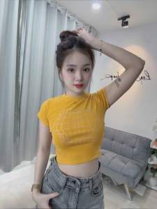 ÁO croptop body ép đính đá áo thun body cổ tròn tay ngắn