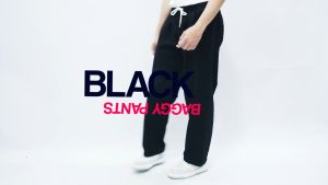 Gizmo - Baggy Pants Relaxed Jeans Pria Celana Baggy Gombrong Karet Pinggang Oversize Denim Black