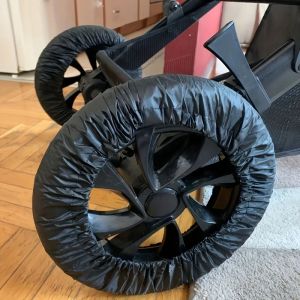 2pcs รถเข็นเด็กล้อป้องกันฝุ่นยาง Protector ทารกรถเข็นเด็กล้อ Anti-สกปรก Oxford ผ้า Pram อุปกรณ์เสริม