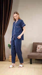 [Just You & Me] Oriana Sleepwear Piyama Pendek Poly Bamboo Prinka Navya Series | Baju Tidur Pajamas One Set