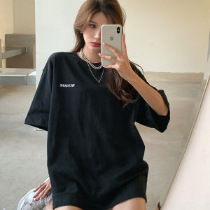 We11done Short Sleeve T-Shirt Womens Korean Style Embroidered Letter Pure Cotton Loose Midi Length Trendy Brand