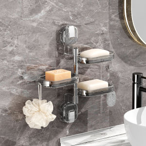Creative Suction Soap Dish Rotating Wall Mounted Bathroom Accessories No Drilling Needed Soap Holder for Home Bathroom Use