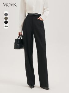 MOVK | Quần Tây Đen Dáng Thẳng Thu Đông Cho Phụ Nữ