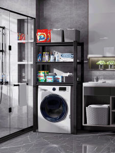 Kitchen Cleaning Tool Set Toilet Roll Holder Balcony Storage Rack Wave Drum Type Laundry Machine Bracket Japanese Style Freshness