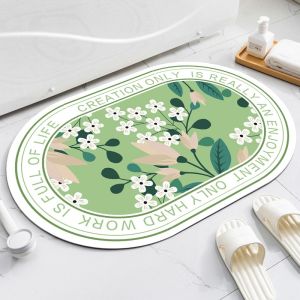 Bathroom Entrance Anti-Slip Absorbent Mat Shower Room Door Mat Toilet Entrance Rug Home Use Floor Mat Korean Style Natural Rubber