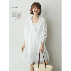 Exquisite Embroidery Design Sun Protection Cotton 3/4 Sleeve Shirt