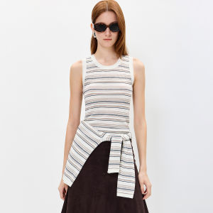 Lily | Color Block Stripe Sleeveless Turtleneck Knit Vest