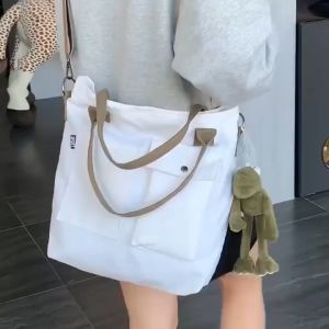 Canvas handbags fashion fresh large tote bag Simple messenger canvas bag winter new Korean version of the rucksack