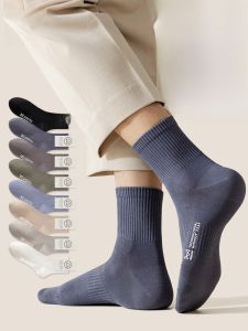 miiow | Mens Mid-Calf Breathable Cotton Socks Thin Antibacterial Sport Long Tube Socks Anti-Odor Summer Lightweight Sweat Absorbent