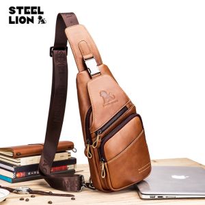 กระเป๋ากีฬาผู้ชายหนังแท้หัวไหล่กระเป๋าคาดหน้าอกกระเป๋าสะพายข้างไหล่เดียว
