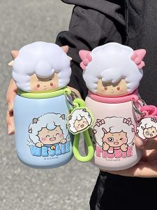 Cốc Nước Cách Nhiệt Bằng Thép Không Gỉ Hoạt Hình Cho Trẻ Em Cốc Giữ Nhiệt Cốc Nhựa PP Dung Tích 330ml Chống Thấm Nước