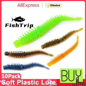 FishTrip 10pcs Soft Plastic Fishing Lures Worms Bait TPE Swimbaits for Ned Rig Hook Saltwater Fishing Tackle Trout Wobblers Carp