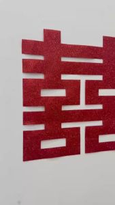 Chữ Hỷ Kim Tuyến Trang Trí Đám Cưới Phòng Tân Hôn - Chất Liệu Vải Nỉ Đỏ Phủ Kim Tuyến Sang Trọng