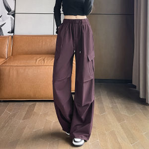 High Waist Wide Leg Workwear Trousers Womens Loose Mountain Climbing Pants Drapey Slimming American Style Floor-Length Pants