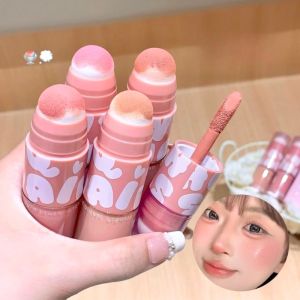 Korean-Style Dewy Blush Stick Dual-Ended Liquid Blush with Sponge Head Moisturizing Long-Wear Natural Face Rouge Tint Makeup