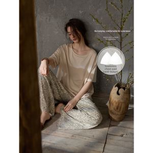 Breathable Modal Cotton With Padding Wearable Pajama Set