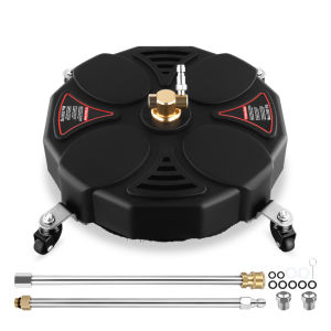 ⭐️บริการจัดส่งในพื้นท้อง⭐️Pressure Washer Surface Patio Cleaner Karcher Compatible Attachment Cleaning For Driveways Patios Extra 1/4" Quick Connect Nozzle 2 Extension Wands (13" Plastic Patio Cleaner)