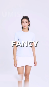 UMISO Women Sports Short Sleeve Top with Back Cut-Out Comfortable Breathable Slim Yoga Shirt Plain Running Workout Fitness Sports Top