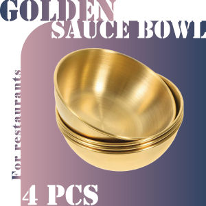 4PCS Sauce Dishes Stainless Steel Golden Appetizer Seasoning Serving Tray Bowl Spice Plates Set Soy Sauce Dish Spice Plates