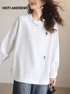 Casual Loose White Long Sleeve T Shirt Top