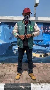 Jaket Baseball Varsity Hijau Cream N24 Essent Taslan Bordir Premium Kekinian