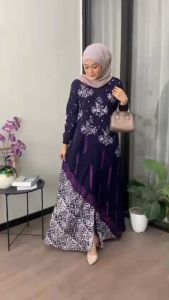 Baju Gamis Twill Muslim Terbaru Lengan Panjang Bahan Premium Motif Kekinian Mewah