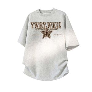 SUOSHE | Oversized American Street Style Leopard Print T-Shirt